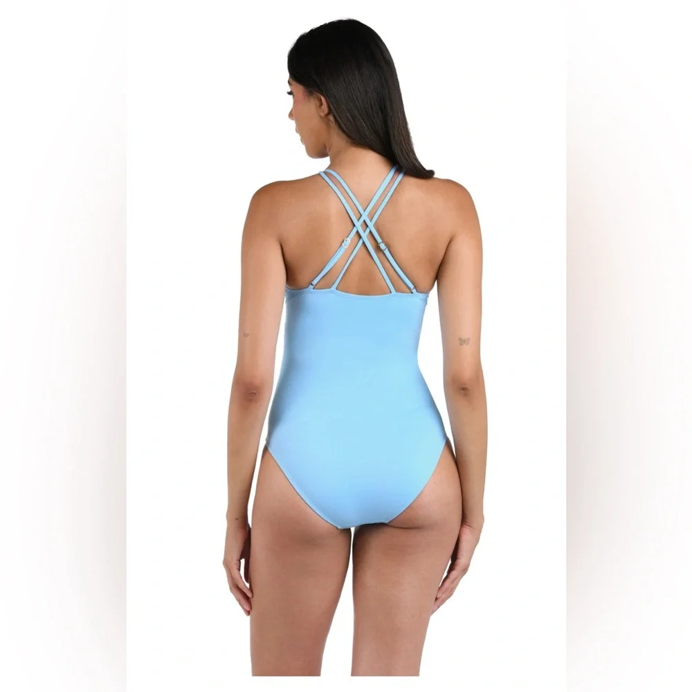 Island Goddess Underwire Lace Up One Piece - Crystal Blue - Picture 3 of 9